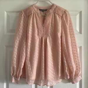 Sharagano Soft Pink V Neck Long Sleeve Blouse - Size Large